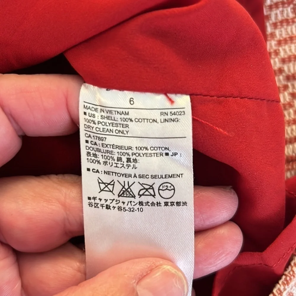 Banana Republic Red & White Tweed Business Skirt‎ Size 6